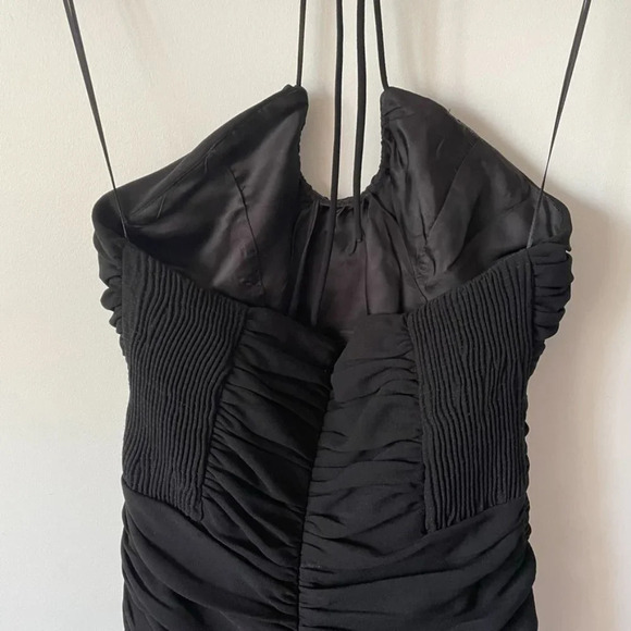 Zara  Halter Ruched Mini Dress Black Blogger Fav Sz L NWT - Picture 8 of 11